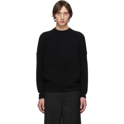 Giorgio Armani Black Cashmere And Silk Kangaroo Pocket Sweater