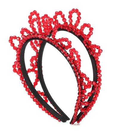 Simone Rocha Crystal-embellished Headband In Red