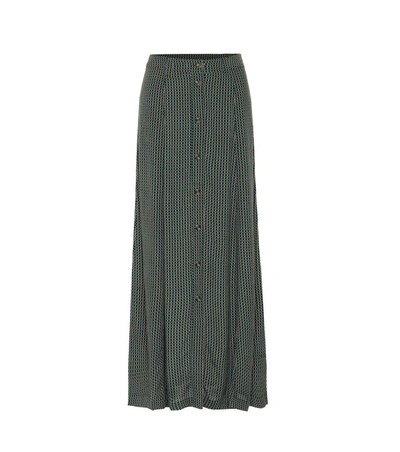 Ganni Checked Maxi Skirt In Green