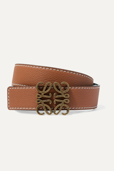 Loewe Textured-leather Belt In Tan