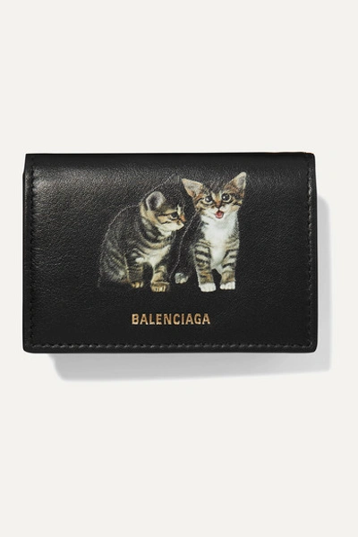 Balenciaga Ville Mini Printed Leather Wallet In Black | ModeSens
