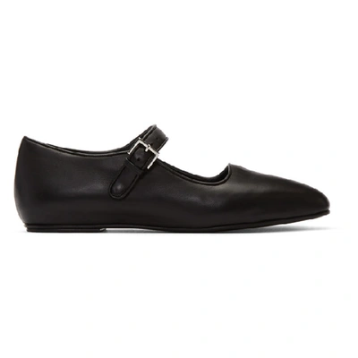 The Row Ava Square-toe Leather Mary Jane Flats In Black