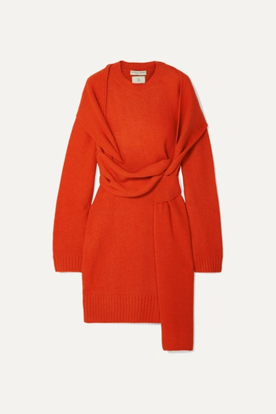 Bottega Veneta 'intercciato' Interlock Sash Knit Dress In Orange