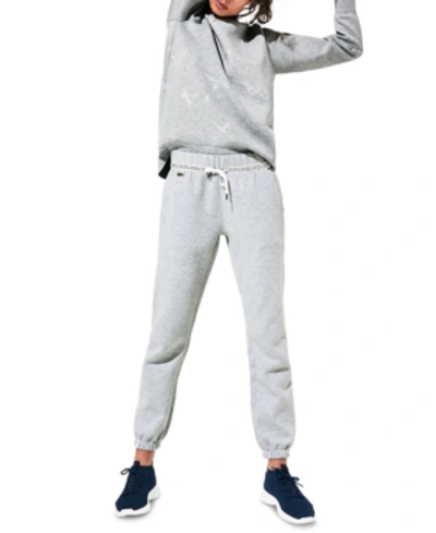 Lacoste Women's Sport Signature Waistband Fleece Sweatpants In Silver Grey Chine