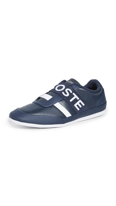Lacoste Men's Misano Leather Sneakers In White/navy