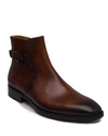 Bruno Magli Men's Angiolini M-buckle Burnished Leather Ankle Boots In Brown