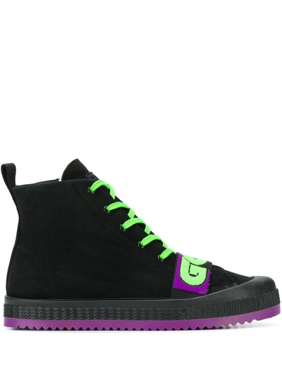 Gcds Logo Strap High-top Sneakers In Black