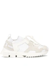 Dolce & Gabbana Logo-print Leather And Suede-trimmed Stretch-knit Sneakers In White