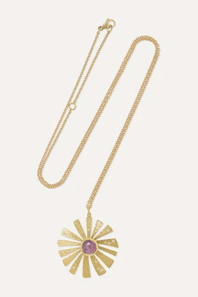Brooke Gregson Sunflower 18-karat Gold, Sapphire And Diamond Necklace