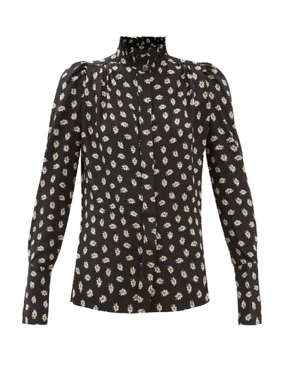 Isabel Marant Lamia High-neck Floral-print Silk Blouse In Black