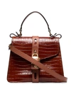 Chloé Aby Small Crocodile-effect Leather Shoulder Bag In Brown