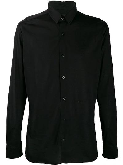 Fendi Karligraphy-embroidered Cotton-blend Shirt In Black