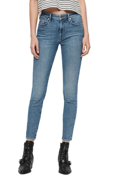 Allsaints Roxanne High-rise Ankle Skinny Jeans In Mid Indigo In Mid Indigo Blue