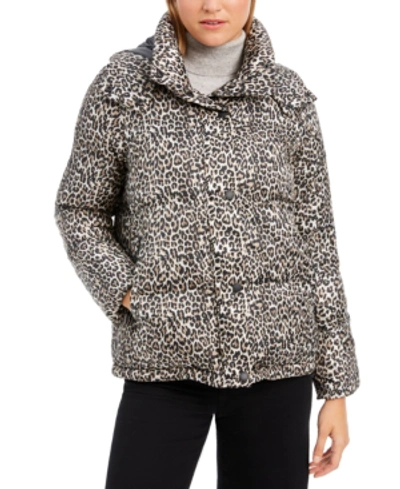 Bcbgeneration Leopard-print Hooded Puffer Coat