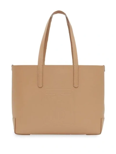 Burberry Embossed Monogram Motif Leather Tote In Neutrals