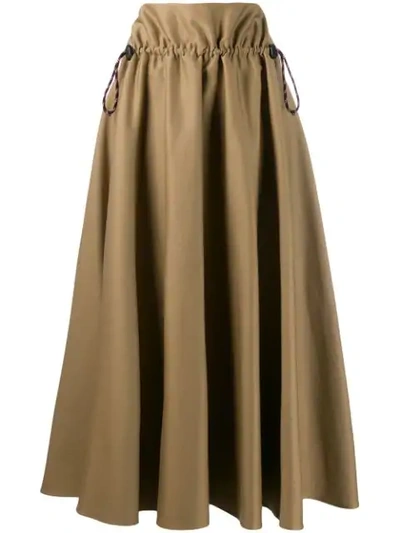 Golden Goose Ayeme Paperbag-waist Cotton Twill Midi Skirt In Neutrals
