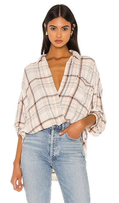 Free People Hidden Valley Woven Plaid Shirt In Ivory