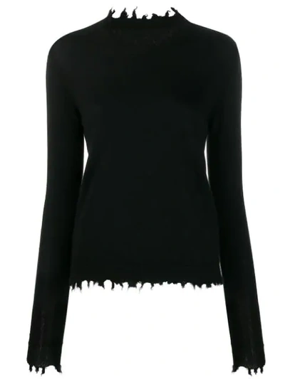 Uma Wang Pullover With Frayed Edges In Black