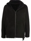 Salvatore Santoro Hooded Sheepskin Jacket In Black