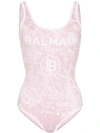 Balmain Logo-print Knitted Bodysuit In Pink