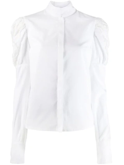 Wandering Puff Sleeve Shirt In White