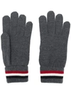 Moncler Striped Edge Gloves In Grey