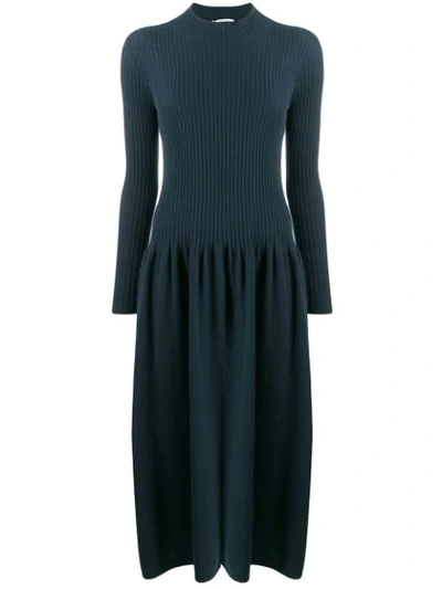 Agnona Ribbed Sweater Dress In Green