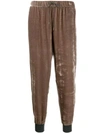 Fabiana Filippi High-shine Velvet Track Pants In Brown