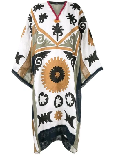 Vita Kin Embroidered Flared Midi Dress In Neutrals