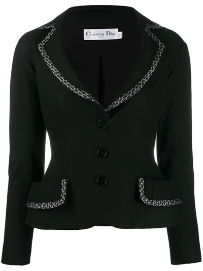 Pre-owned Dior  Bow Embroidered Trim Tailored Jacket In Black