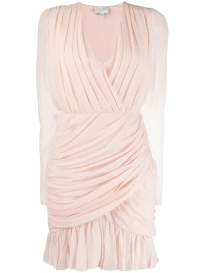 Giambattista Valli Gathered Surplice Dress In Pink