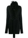 D-exterior Knitted Belted Cardigan In Black