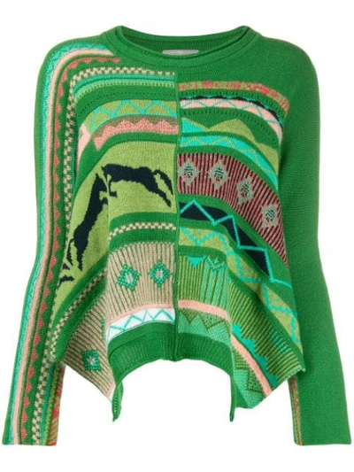 High By Claire Campbell Long Sleeve Patterned Jumper In Green
