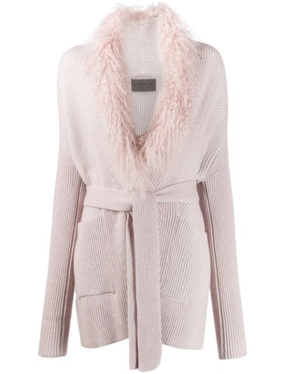 D-exterior Knitted Cardigan Coat In Pink