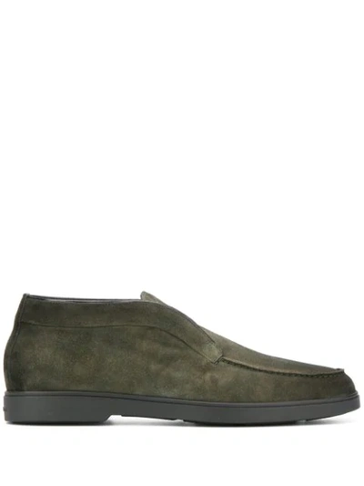 Santoni Suede Ankle Boots In V50 Green
