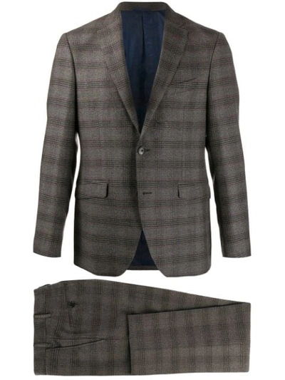 Etro Plaid Single-breasted Suit In Grey