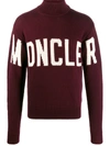 Moncler Logo-intarsia Virgin Wool Sweater In Red