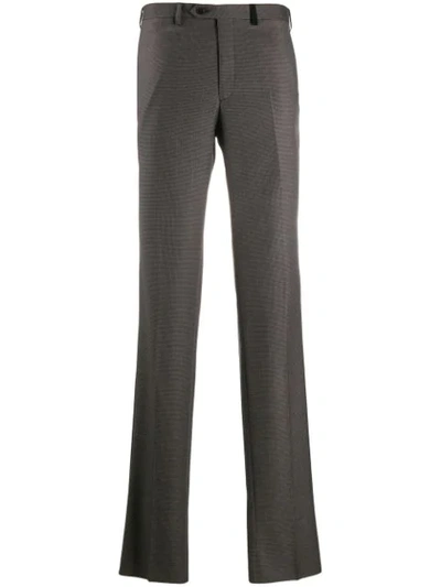 Brioni Slim Houndstooth Trousers In Grey