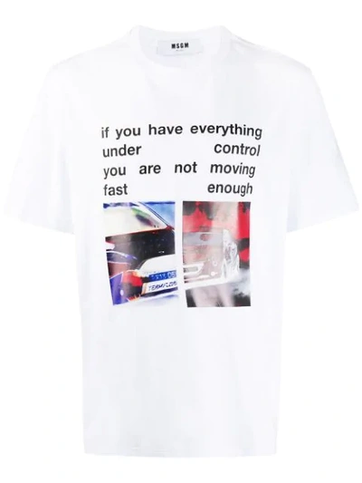 Msgm Slogan Print T-shirt In White
