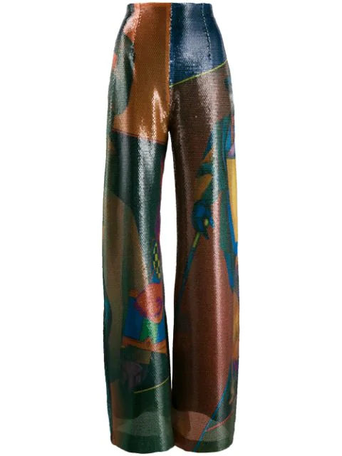 16arlington Printed Sequin Palazzo Pants In Multi | ModeSens