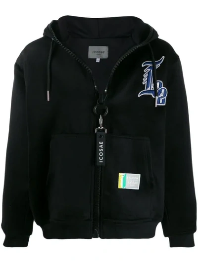 Icosae Embroidered Logo Zipped Hoodie In Black