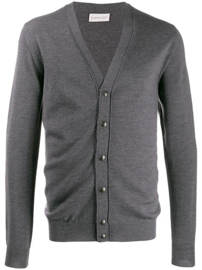 Moncler Slim Fit Cardigan In Grey