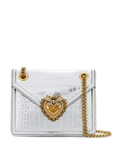 Dolce & Gabbana Devotion Crossbody Bag In Silver