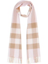 Burberry White Mega Check Cashmere Scarf In Pink,white,beige