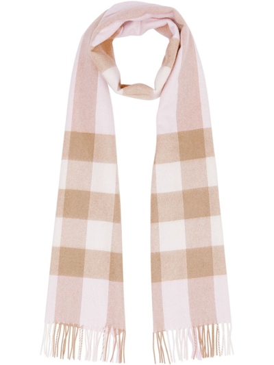 Burberry 格纹围巾 In Pink,white,beige