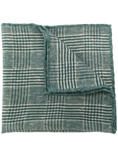 Brunello Cucinelli Men's Plaid Wool Pocket Square In Dark Green