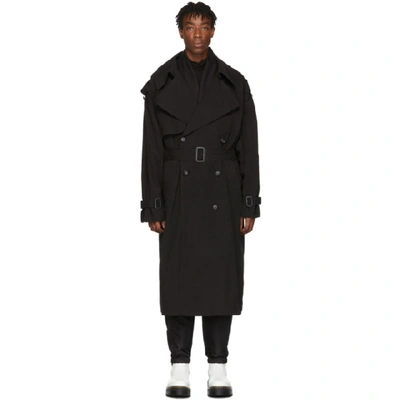 D.gnak By Kang.d Double Breasted Trench Coat In Bk Black