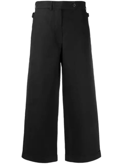 Margaret Howell Cropped Wide Leg Trousers In Black