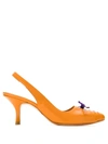 Sarah Chofakian Bow Slingback Leather Pumps In Orange