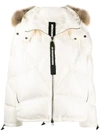 As65 Raccoon Fur Hooded Puffer Jacket In White